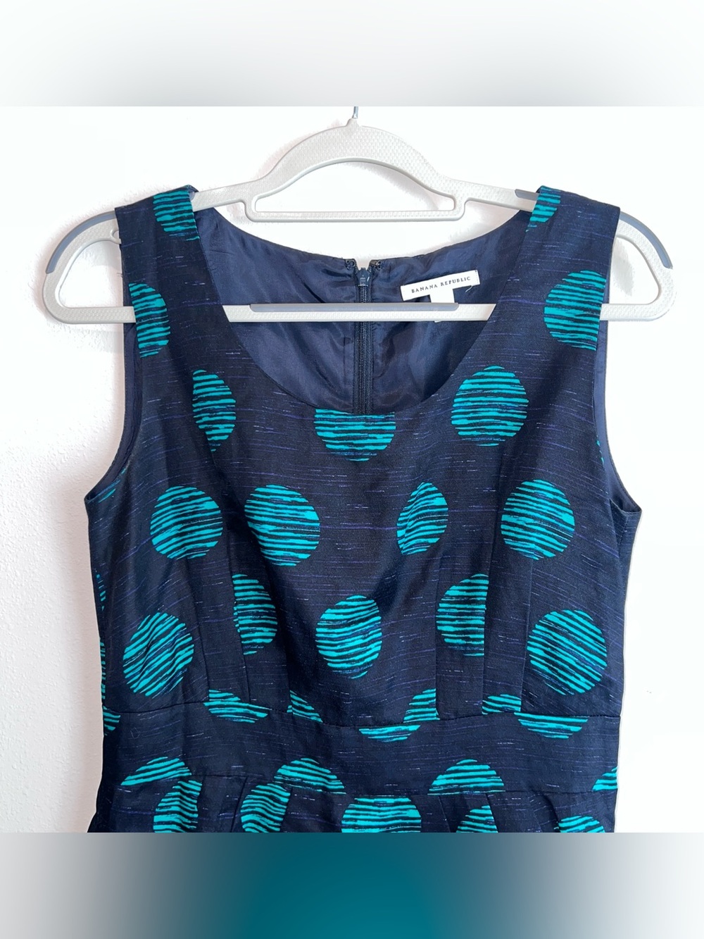 Banana Republic Women’s Fit & Flare Navy Polka Dot Dress With Pockets Size 6 - Picture 4 of 5